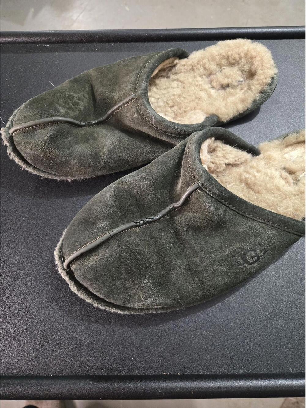 UGG Scuff Suede Sheepskin Slippers Dark Olive Green Size 10 - Picture 5 of 5